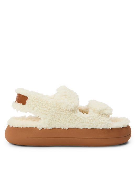 Moon Boot White Shearling Flatform Sandals