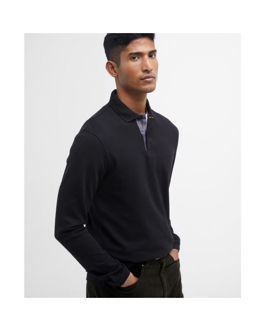 Barbour Blue Essentials Long Sleeve Polo Shirt for men
