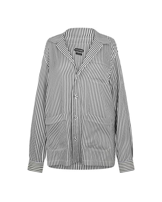 Tom Ford Gray Long Sleeve Patterned Shirt