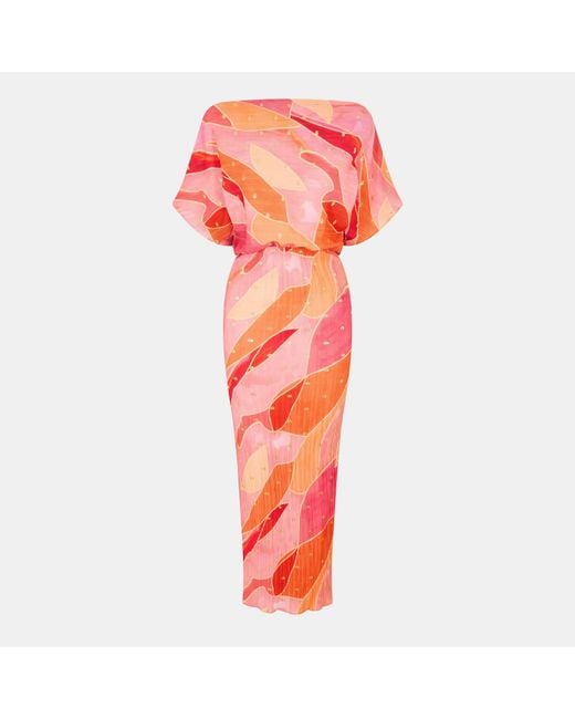 Never Fully Dressed Orange Abstract Tilly Maxi Dress