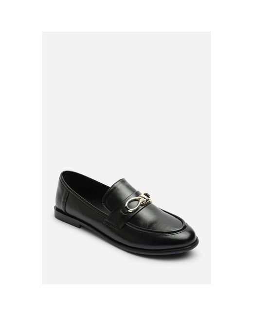 Where's That From Black Where's Knot Trim Hardware Detail Flat Loafers