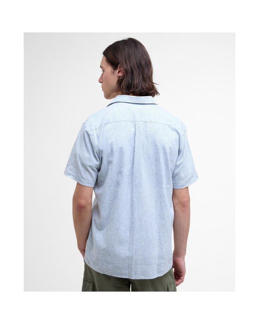 Barbour Blue Tindale Striped Short Sleeve Shirt for men