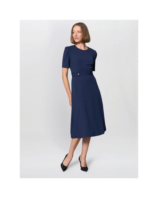 Gina Bacconi Blue Mel Printed Sleeveless Midi Dress