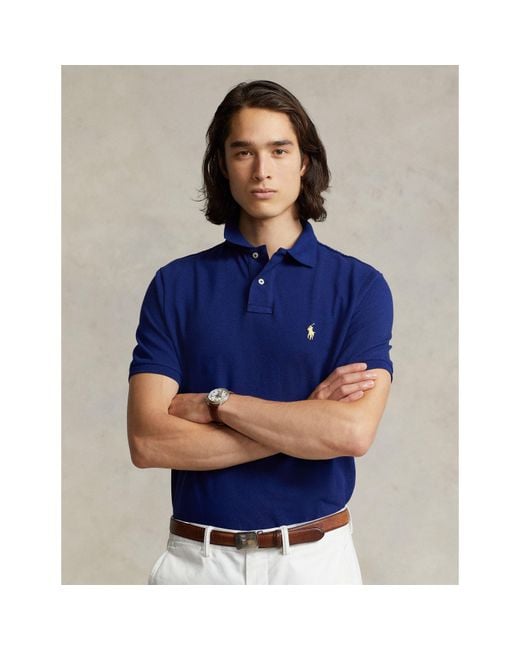Polo Ralph Lauren Blue Custom Slim Short Sleeve Shirt for men