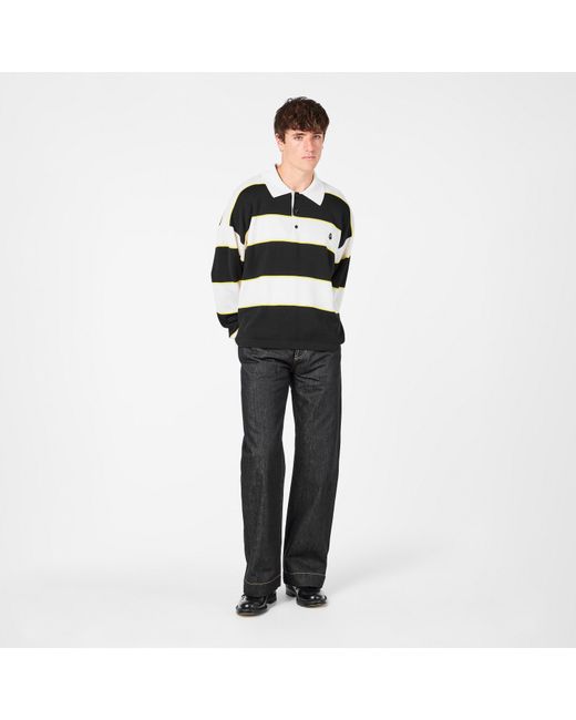 McQueen Black Rugby Contrasting Collar Polo Shirt for men