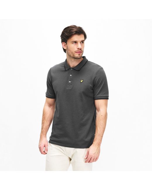 Lyle & Scott Gray Tipped Short Sleeve Polo Shirt for men