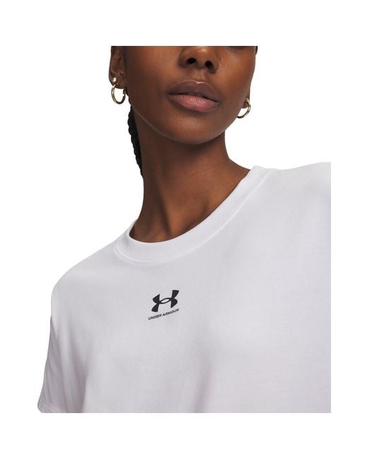 Under Armour White Rival Core Short Sleeve Luxe