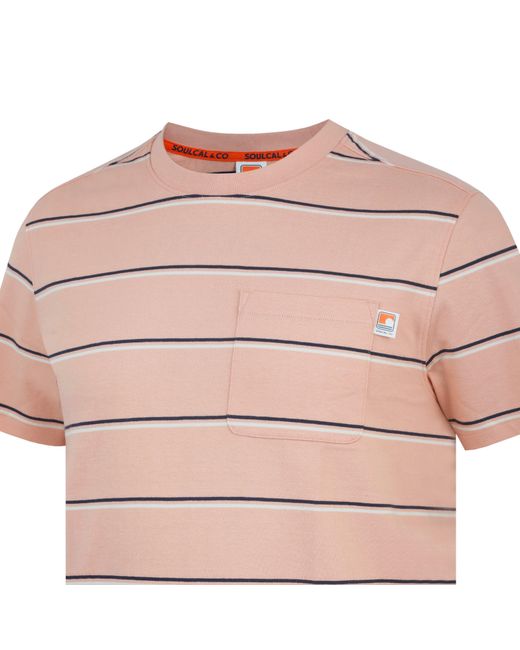 SoulCal & Co California Pink Soul Stripe Regular Fit T-Shirt for men