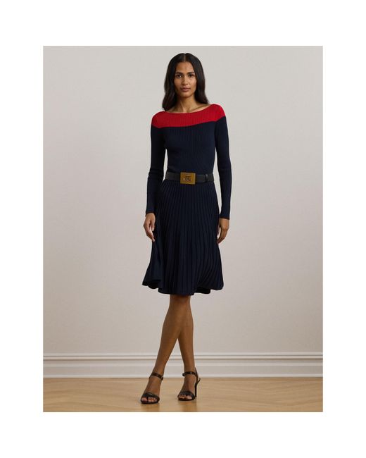 Ralph Lauren Blue Pointelle Knit Dress