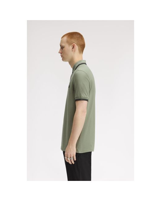 Fred Perry Green Short Sleeve Twin Tipped Polo Shirt for men