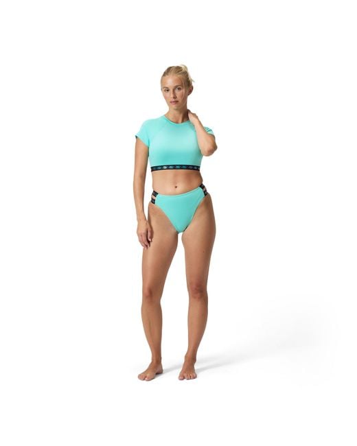 Speedo Blue Solid Logo Elastic Crop Top