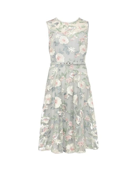 Phase Eight Gray Aria Embroidered Fit And Flare Dress