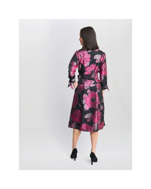 Gina Bacconi Purple Lauren Jacquard Shirt Dress