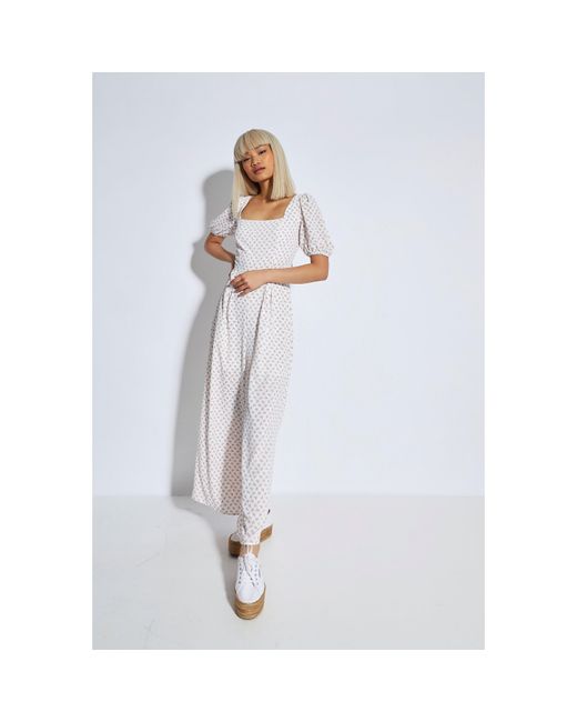 Glamorous White Cluster Ditsy Jumpsuit