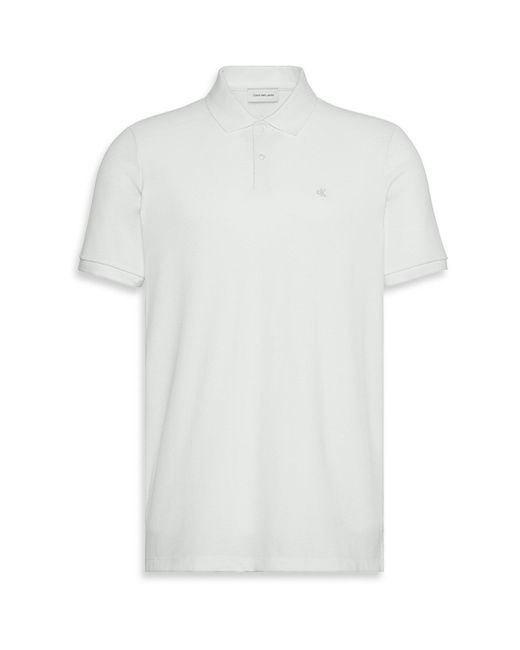 Calvin Klein White Ckj Pique Short-Sleeve Polo Shirt for men