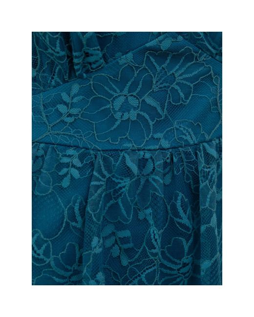 Lovedrobe Blue Floral Lace Short Sleeve Mini Dress