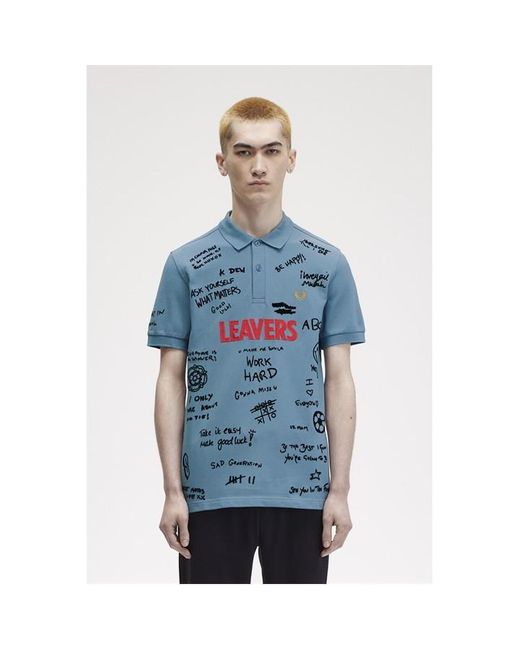 Fred Perry Blue X Corbin Shaw Leavers Polo Shirt for men