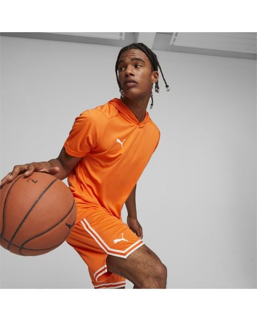 PUMA Orange Hoops Team Short Sleeve Performance T-Shirt for men