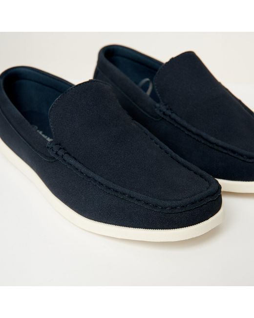 Threadbare Blue Faux Suede Slip On Loafers for men