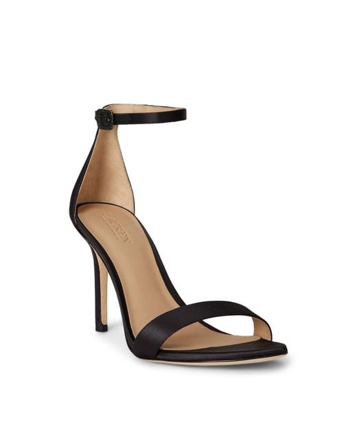 Ralph Lauren Black Allie Pavé-Buckle Satin Sandal