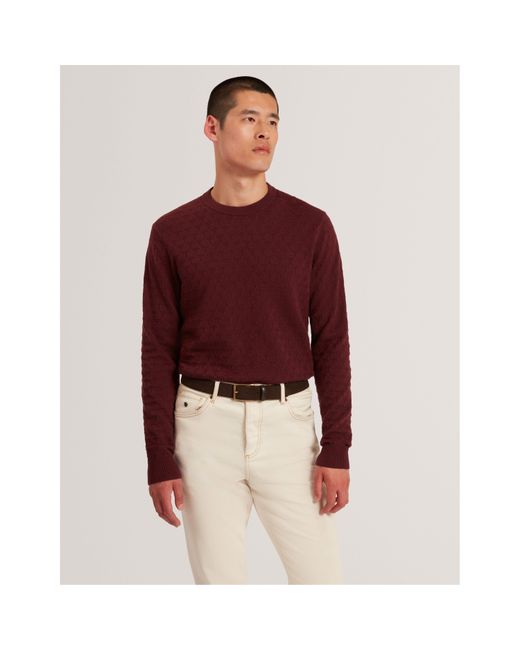 Ted Baker Purple Stitch Crew Neck Knitted Top for men