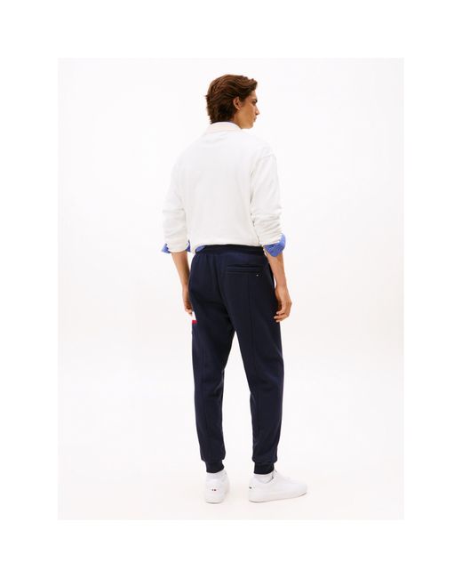 Tommy Hilfiger Blue Sleeve Tape Fleece Tapered Fit Joggers for men