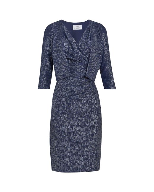 Gina Bacconi Blue Miriam V-Neck Dress And Jacket Set