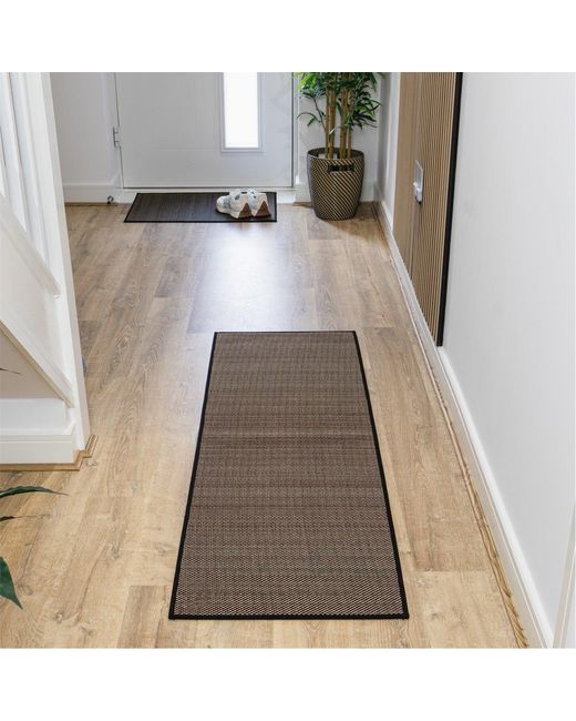 JVL Brown Antarra Machine Washable Entrance Runner