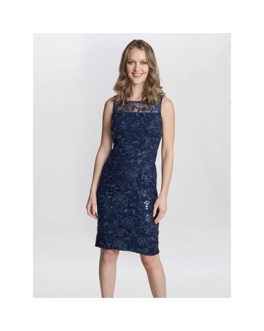 Gina Bacconi Blue Hayley Embroidered Dress