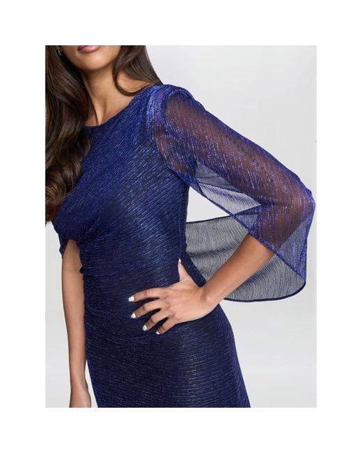 Gina Bacconi Blue Joanna Metallic Knit Maxi Dress