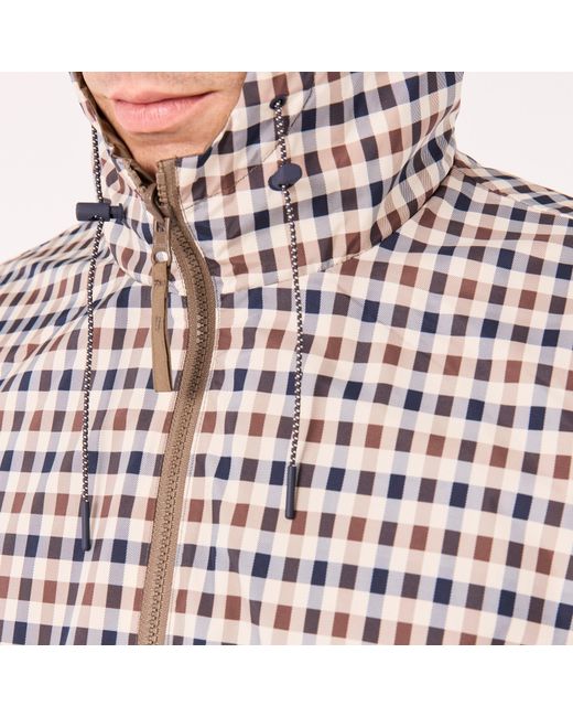 Aquascutum Green Reversible Check Hooded Long Sleeve Rain Anorak for men