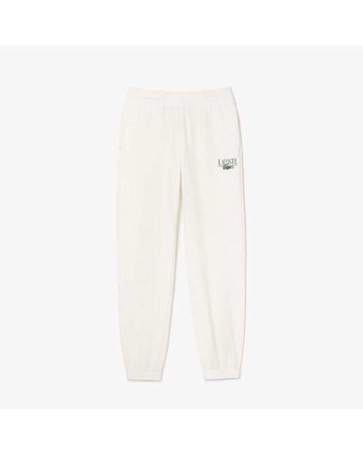 Lacoste White Straight Leg Sweatpants