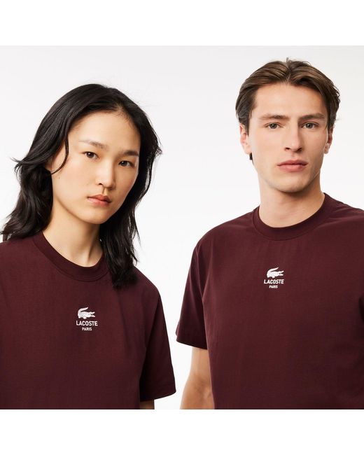 Lacoste Red Signature Print Cotton T-Shirt for men