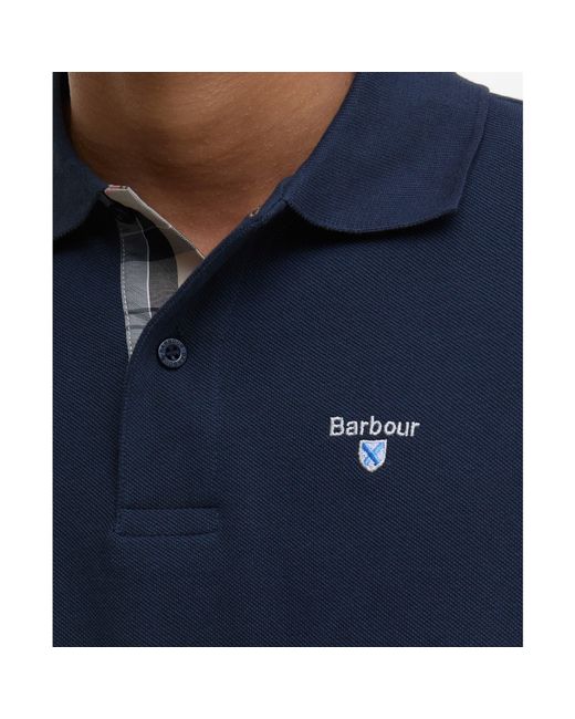 Barbour Blue Tartan Pique Polo Shirt for men