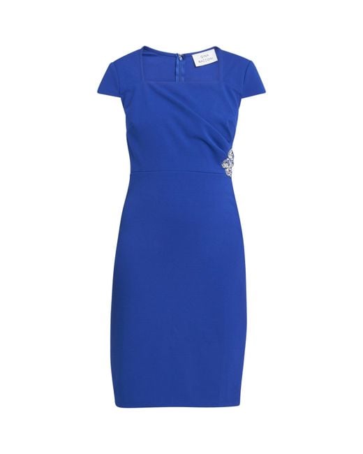 Gina Bacconi Blue Briah Square Neck Embellished Dress