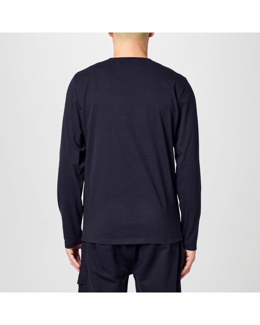 C P Company Blue Cotton Long Sleeve Crew Neck T-Shirt for men