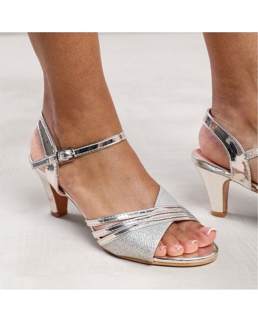 Where's That From Metallic Stormi Wide Fit Low Heel Sandals With Buckle Ankle