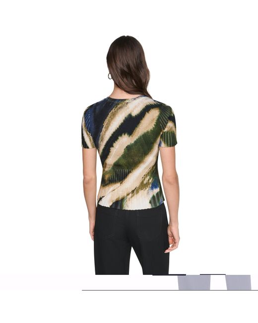 DKNY Green Printed Mix Rib Ld64
