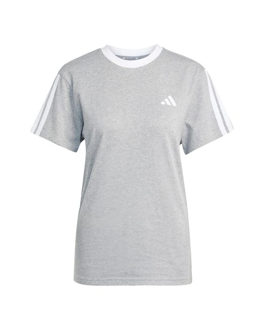 Adidas Gray Essentials 3 Stripe T-Shirt