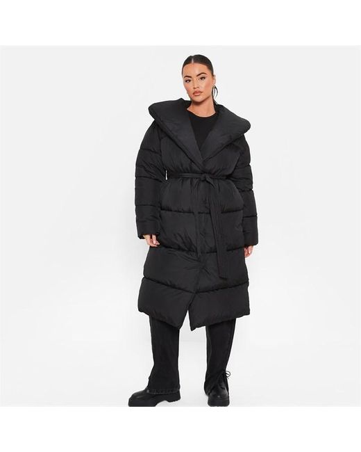 I Saw It First Black Padded Belted Puffer Coat