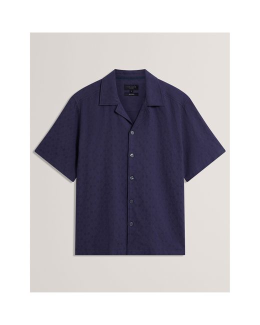 Ted Baker Blue Patterned Short Sleeve Shirt for men