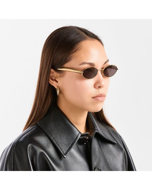 Bottega Veneta Metallic Oval Sunglasses