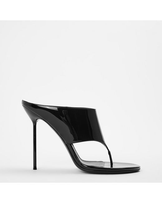 Paris Texas Black Lidia Thong Heeled Mules