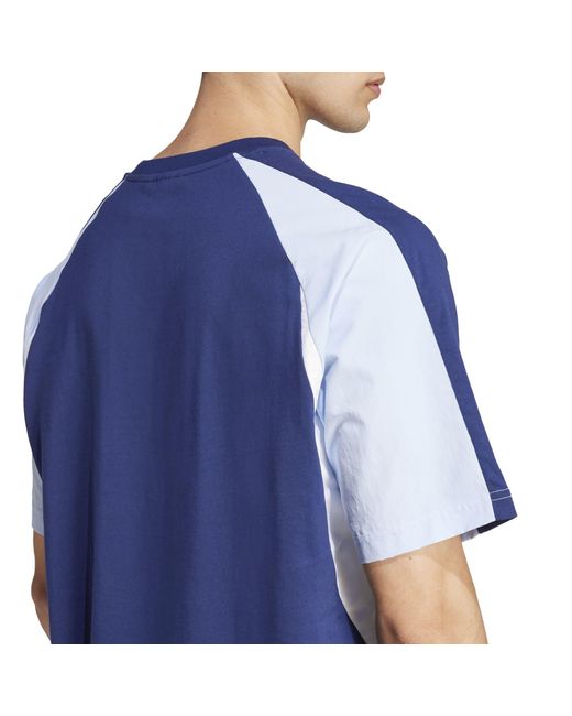 Adidas Blue Seasonal Essentials Colorblock T-Shirt for men