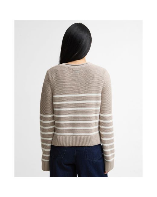 Barbour White Crew Neck Jumper
