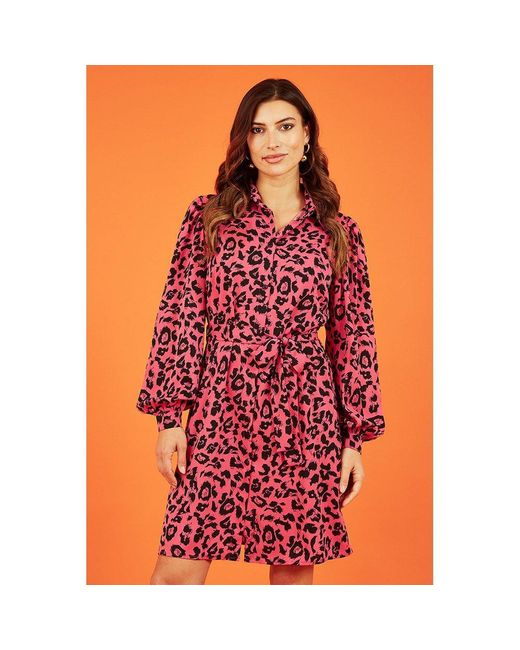 Mela London Red Animal Print Long Sleeve Dress