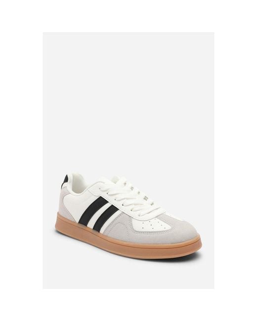 Where's That From Brown Classic Retro Lace Up Trainer With Stripes