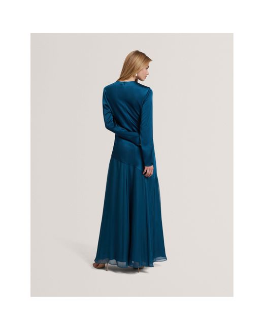 Ted Baker Blue Long Sleeve Maxi Dress