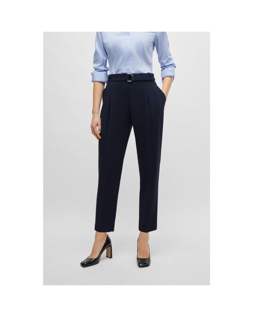 Boss Blue Tapia Pleated Trousers