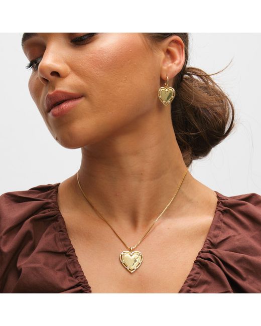Inicio Metallic 14K Plated Textured Heart Charm Pendant